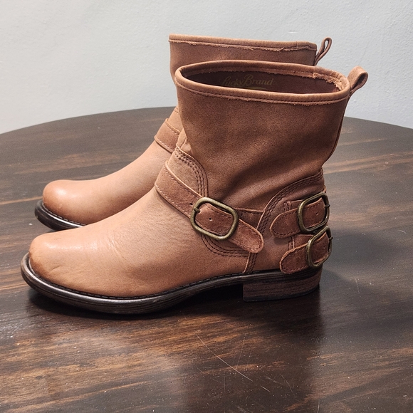 Lucky Brand Women's 6.5M Norton Brown Soft Leather Buckle Ankle Moto Biker Boots - Picture 3 of 11